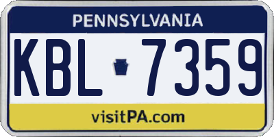 PA license plate KBL7359
