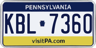 PA license plate KBL7360