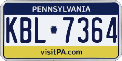 PA license plate KBL7364