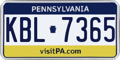 PA license plate KBL7365