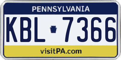 PA license plate KBL7366
