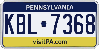 PA license plate KBL7368