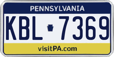 PA license plate KBL7369