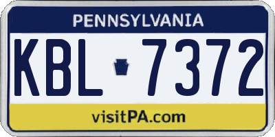 PA license plate KBL7372