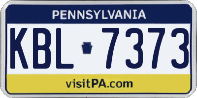 PA license plate KBL7373