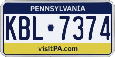 PA license plate KBL7374