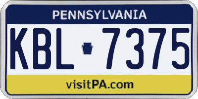 PA license plate KBL7375