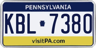 PA license plate KBL7380