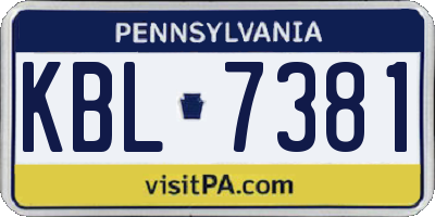 PA license plate KBL7381