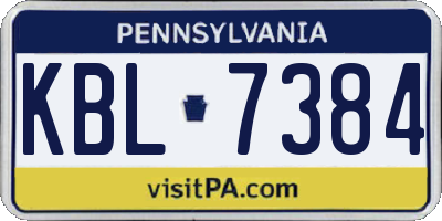 PA license plate KBL7384