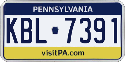 PA license plate KBL7391