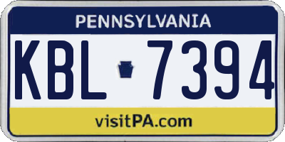 PA license plate KBL7394