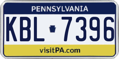 PA license plate KBL7396