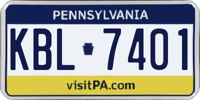 PA license plate KBL7401