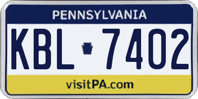 PA license plate KBL7402