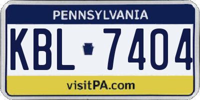 PA license plate KBL7404