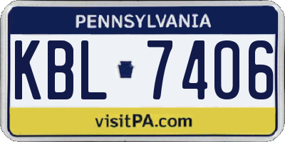 PA license plate KBL7406