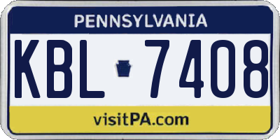 PA license plate KBL7408