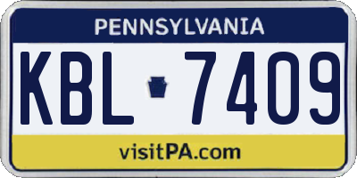 PA license plate KBL7409