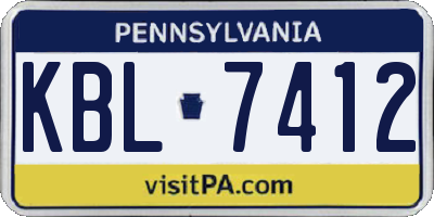 PA license plate KBL7412