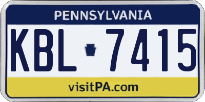 PA license plate KBL7415