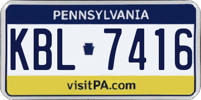 PA license plate KBL7416