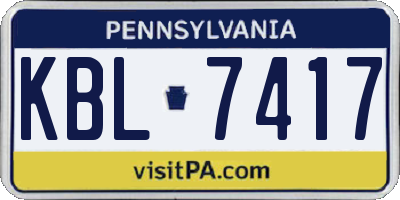 PA license plate KBL7417