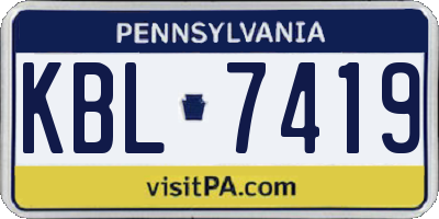 PA license plate KBL7419
