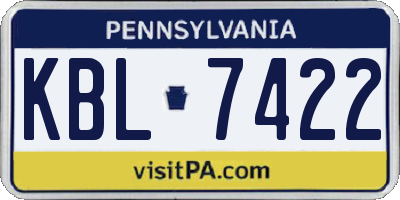 PA license plate KBL7422