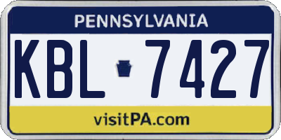 PA license plate KBL7427
