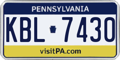 PA license plate KBL7430