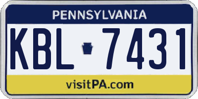 PA license plate KBL7431