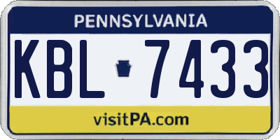 PA license plate KBL7433