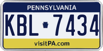 PA license plate KBL7434
