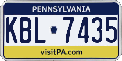 PA license plate KBL7435