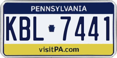 PA license plate KBL7441