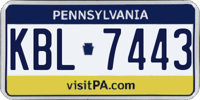 PA license plate KBL7443