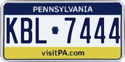 PA license plate KBL7444