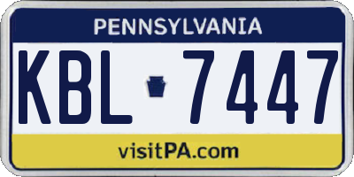 PA license plate KBL7447