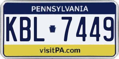 PA license plate KBL7449