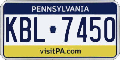 PA license plate KBL7450