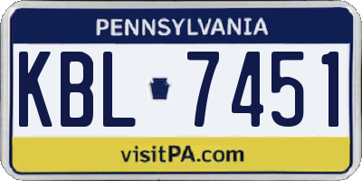 PA license plate KBL7451