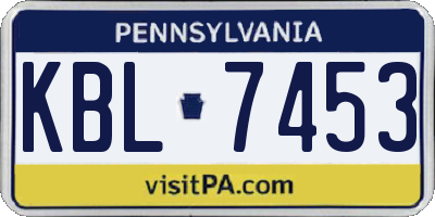 PA license plate KBL7453