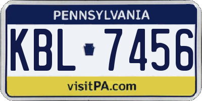 PA license plate KBL7456