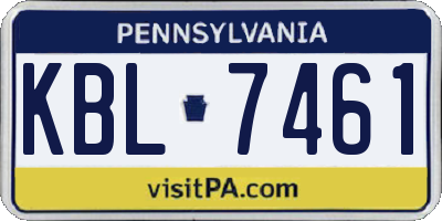 PA license plate KBL7461