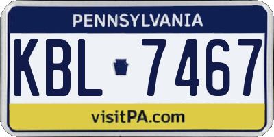 PA license plate KBL7467