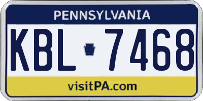 PA license plate KBL7468