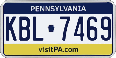 PA license plate KBL7469