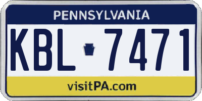 PA license plate KBL7471
