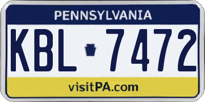 PA license plate KBL7472